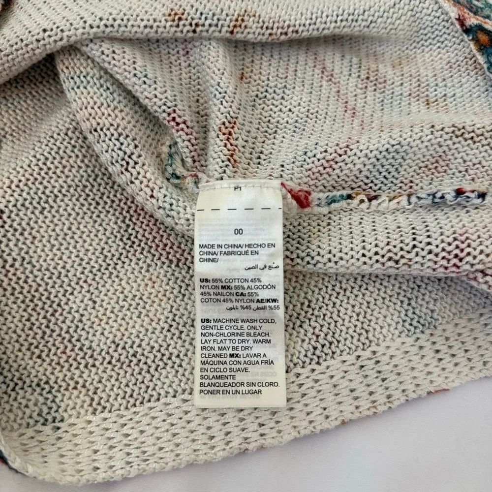 Chico's Women's Paisley Cross-back Detail 3/4 Sleeve Sweater 00 xs Colorful Knit
